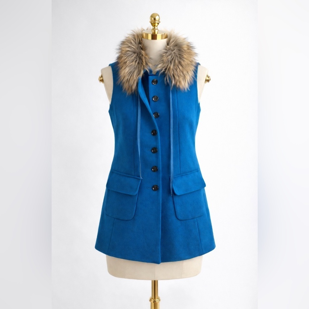 Le Chateau Wool Vest with Faux Fur Collar